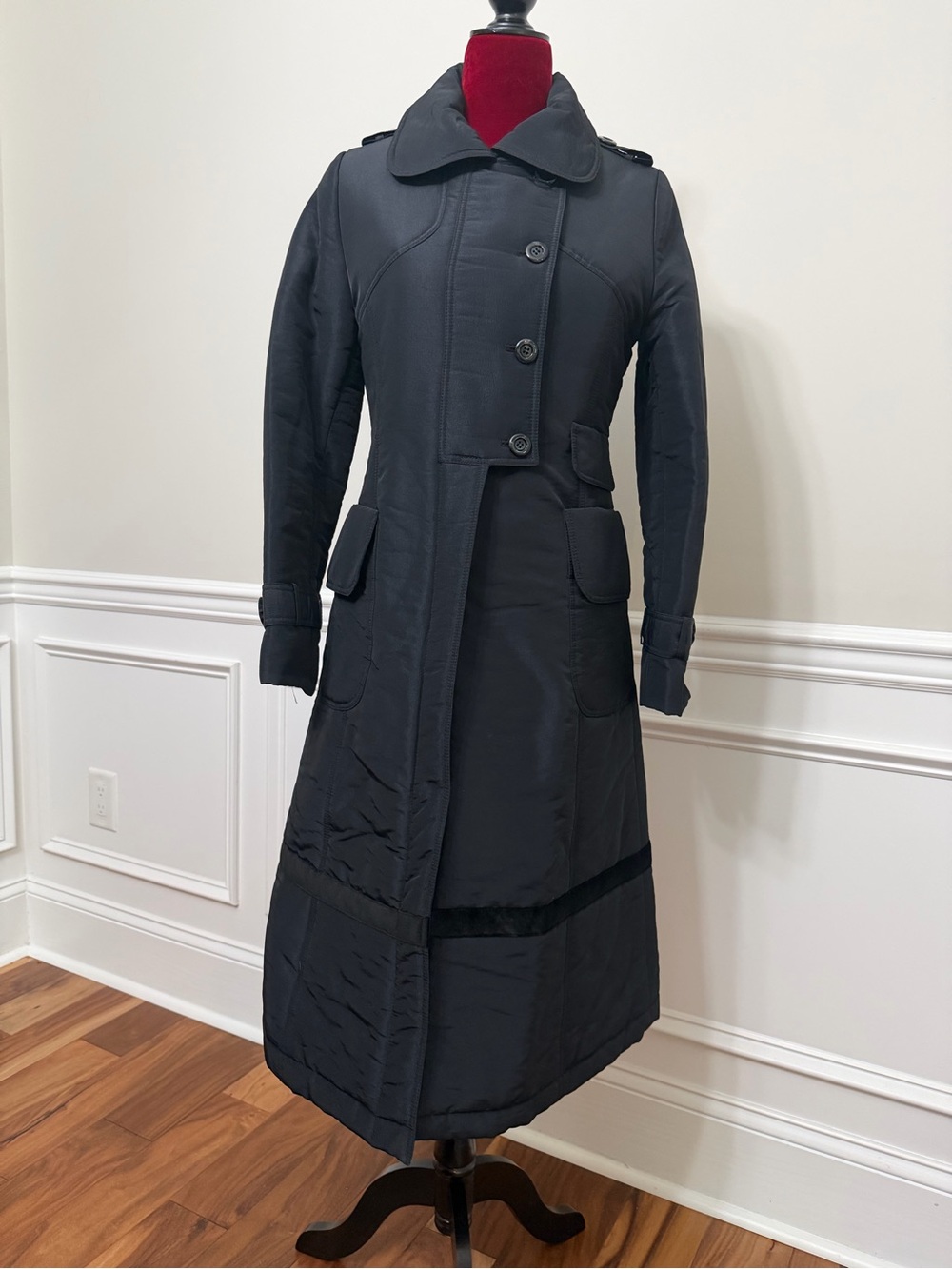 Sarah Collection Black Quilted Maxi Trench Coat - Long Padded Winter‎ Jacket